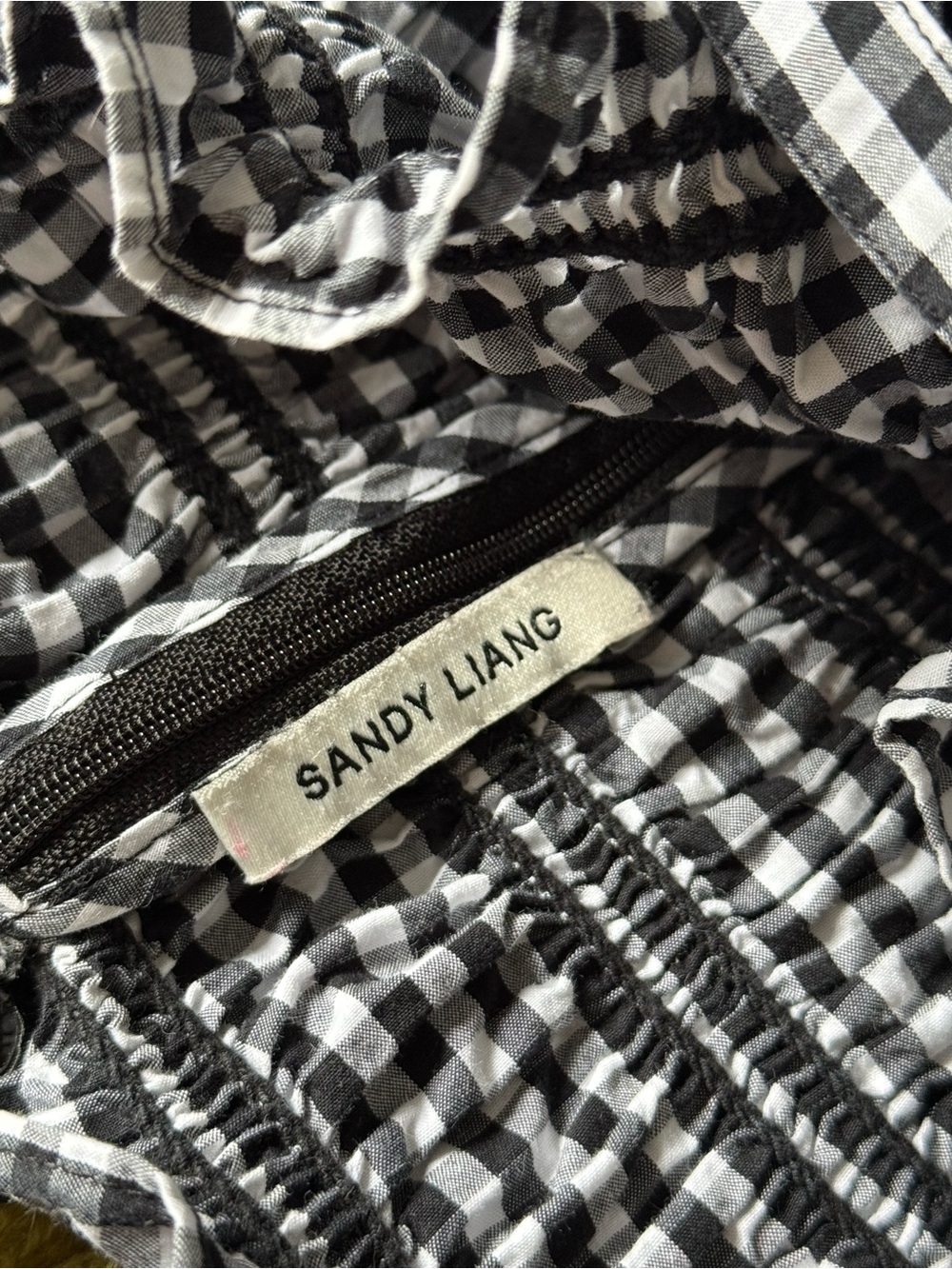 Sandy Liang Seal Top Gingham Garter Ruched Tie Tank Coquette Cottagecore Size 6 - Picture 14 of 15
